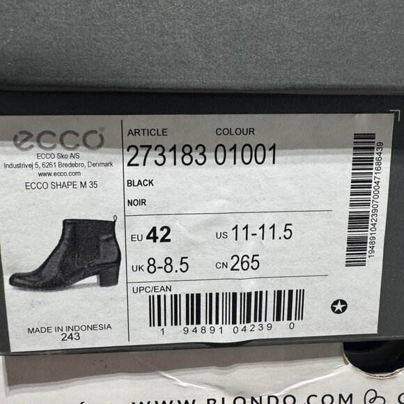 ECCO Womens Shape 35 Ankle Boots Black EU42 M US11 - Picture 6 of 6
